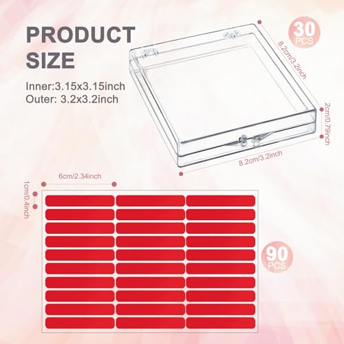 30Boxes Large (8 x 8cm) Press On Nail Packaging Storage Box and 90pcs Adhesive Tabs - Acrylic Organizer Case for Artificial Nail for Nail Business Supplies (clear, L)