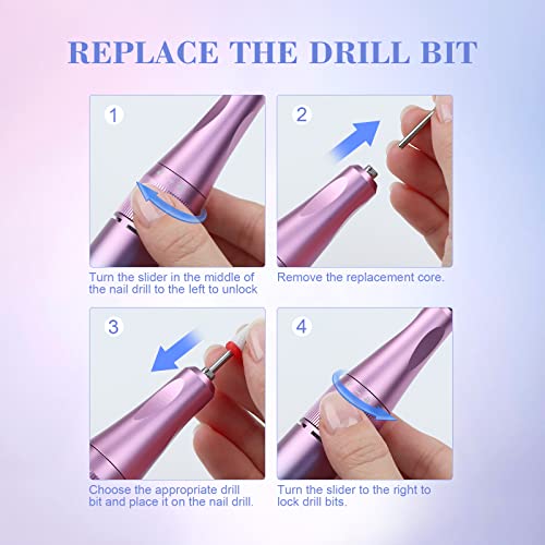 SAVILAND 40000RPM Electric Nail Drill Professional: Electric Nail File Portable Nail Drill with Acrylic Nail Kit 12 Drill Bit Nail Supplies Efile for 10s Fast Drill para Uñas Profesional Remove Salon
