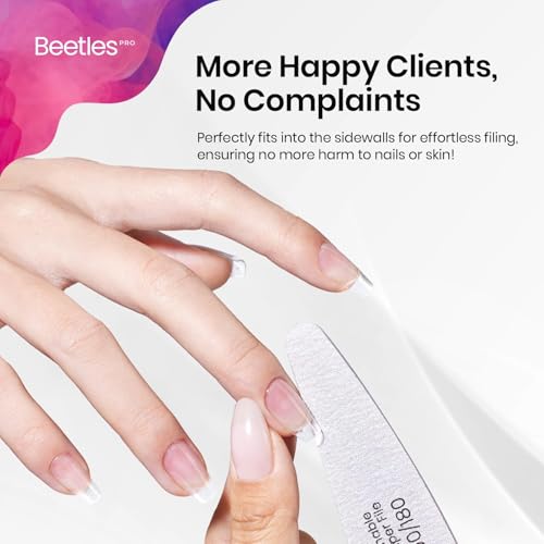 Beetles 2-in-1 Washable Nail File, Zebra Gray Grit Durable Nail Buffer with Diamond and Crescent Shape for Precise Filing, Professional and DIY Manicure Tool for Shaping and Smoothing