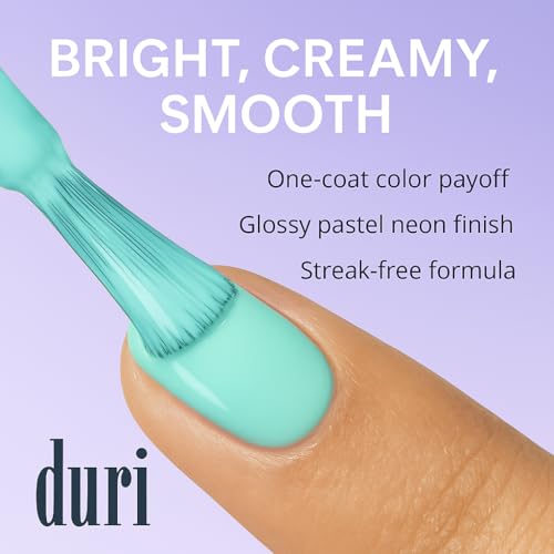 duri Nail Polish, 112S Pie In The Sky, Pastel Mint Green, Semi Matte, Full Coverage, Quck Drying, 0.45 Fl Oz