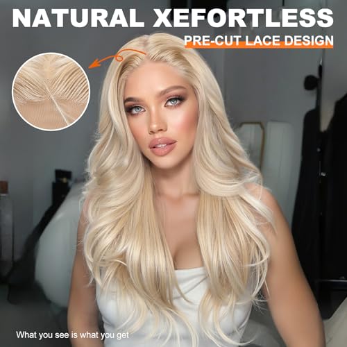 Blonde Synthetic Lace Front Wig,13x4 HD Lace Layered Wave Glueless Wigs for Women Daily Use 26IN