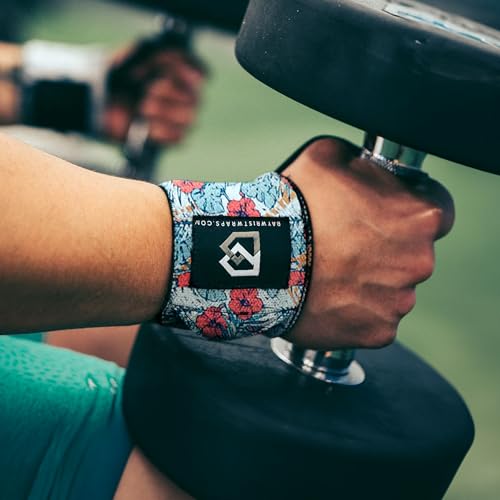 Bay Wrist Wraps Weightlifting Workout Wrist Brace - Adjustable, One Size Fits All - Comfort Wrist Wraps for Weightlifting with Thumb Loop, Lifting Wrist Straps in Skull and Roses - 18-inch Wrist Wrap