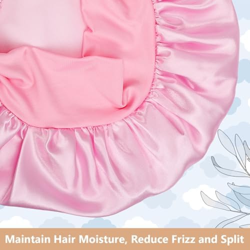 2PCS Silk Bonnet for Sleeping Women Kids Shower Caps