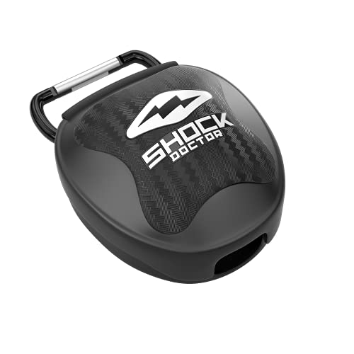Shock Doctor Ventilated Mouth Guard Case, Universal Storage for Adult & Youth Sizes, Black Chrome