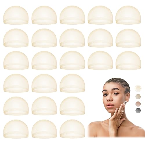 MYKURS HD Wig Cap for Women, Transparent Bald Cap for Lace Front Wigs, Beige 24 PCS