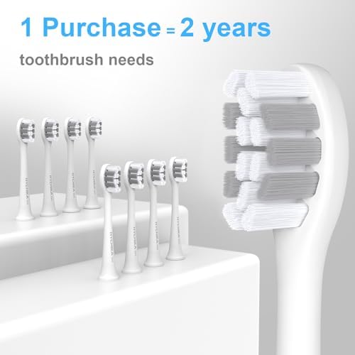 240 Days Battery Life Rechargeable Electric Toothbrush for Adults,with 2500mAH Large Capacity, 8 Pack Replacement Brushheads,3 Classic Modes,2 Min Smart Timer Battery Toothbrush,White