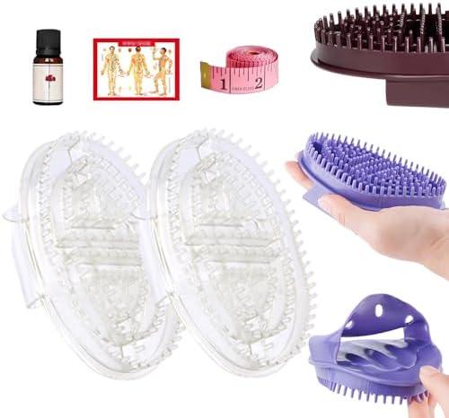 2pcs Meridian Brush Massage Brush, 2025 Upgraded Whole Body Relaxation Massage Comb Essential Oil Brushs, Household Waist Massager Muscle Massages Tool, Meridian Massages Brushs (Transparent)