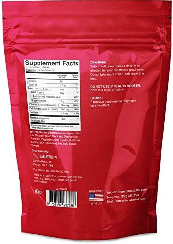 BariatricPal 90-Day Bariatric Vitamin Bundle (Multivitamin ONE 1 per Day! Capsule with 60mg Iron and Calcium Citrate Soft Chews 500mg with Probiotics - Strawberry Twist)