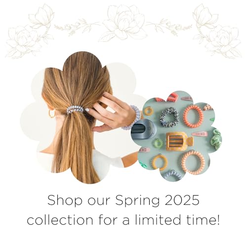 TELETIES - Small Spiral Hair Coils - Spring Collection - Ponytail Holder Hair Ties for Women - Phone Cord Hair Ties - Strong Grip, No Rip, Water Resistant, No Crease - 3 pack - Totally Turquoise