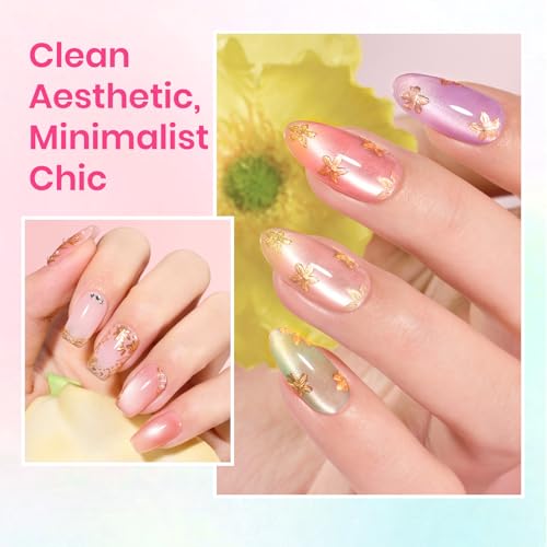 Beetles Cat Eye Gel Nail Polish Set, 6 Colors Pastel Shimmer Glitter Gel Polish Kit Soak Off LED UV Curing Requires Pink Red Blue Orange Green Purple Velvet Gel with Magnet Gift for Women