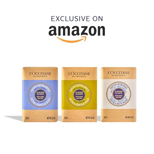 L'OCCITANE Shea Butter Extra-Gentle Hand & Body Soap Bar, Cleanses & Softens Skin, Moisturizing, Soothing Scents, Non-Drying, Vegan