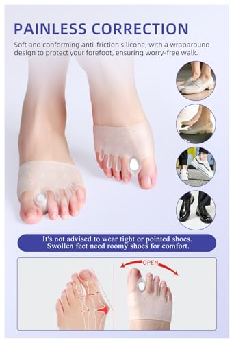Adjustable Hyggear Silicone Toe Separators, 2 Pairs Spacers Bunion Corrector for Women Men, Ball of Foot Cushions for Overlapping Hammer Big Toes