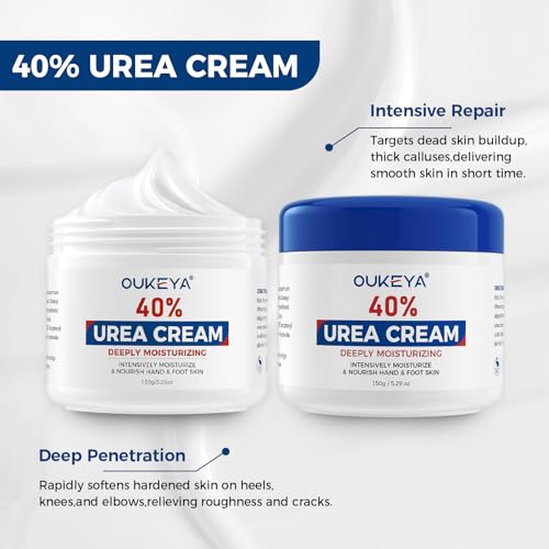 OUKEYA Urea Cream 40 Percent for Feet Maximum Strength,Foot Cream for Dry Cracked Heels and Feet,Urea Moisturizer,Foot Repair Cream,Foot and Hand Cream,5.29 oz