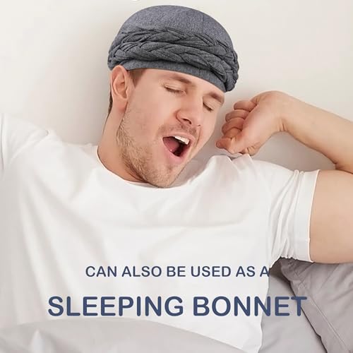 Babalet Halo Turban for Men Women Satin Lined Durag Skull Cap Pre-Tied Handmade Braids Tail Beanie Sleeping Bonnet,Black/White,2PCS