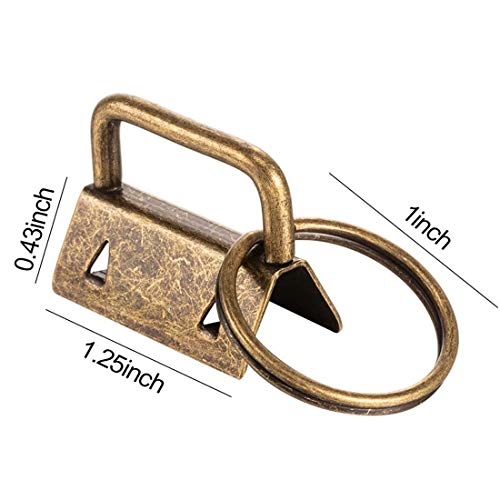 45Pcs 1 inch Silver Key Fob Hardware Kits 1” Metal Keyfobs Hardware Bulk for Keychains Fob Wristlet Hardware with Key Ring for Lanyard