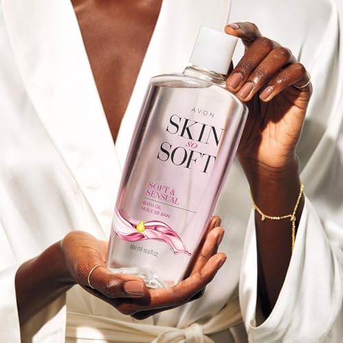 Skin So Soft Bonus-Size Soft & Sensual Bath Oil – 25 fl. oz. with Argan Oil, Spicy Floral Scent, Deep Hydration, Softens & Smoothes Skin, Can Be Used as Leave-On Moisturizer