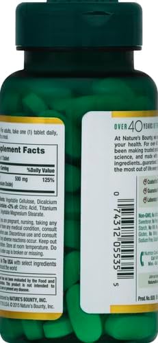 Nature's Bounty Magnesium, Mineral Supplement, Supports Bone and Muscle Health, 500 mg, Coated Tablets, 100 Count (Pack of 2)