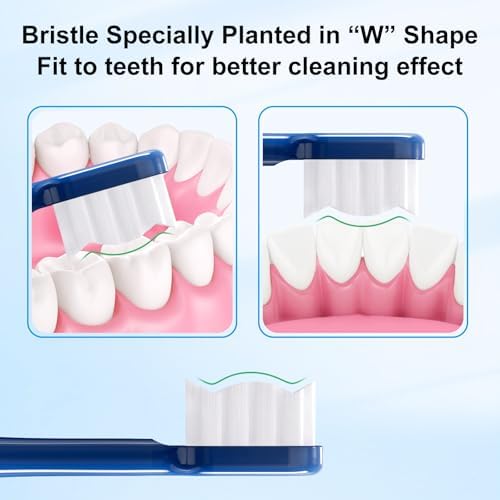 Toothbrush Replacement Heads Compatible with Snow Gen2 Electric Toothbrush,No LED Whitening,with Dust Cover,5 Pack (Polar Blue, Medium)