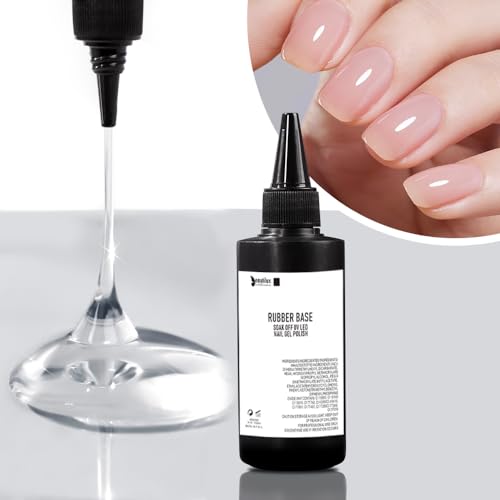 beautilux Rubber Base, 100ml Clear Soak Off Rubber Base Gel Polish for Professional Salon or DIY at Home, 3.38 fl.oz