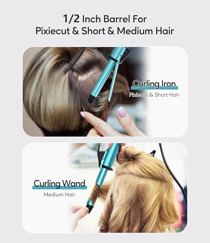 Travel Size Mini Curling Iron, Dual Voltage 1/2 Inch Ceramic Mini Hair Curler for Short Hair, Infused with Keratin & Argan Oil, Travel Curling Iron with Storage Bag