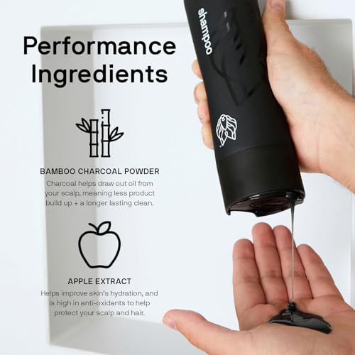 Black Wolf Mens Shampoo for Oily Hair, 12 Fl Oz - Charcoal-Infused Oil Control Shampoo with Moisturizing & Deep Cleansing Formula Hydrates & Nourishes Scalp - Daily Hair Care for Men