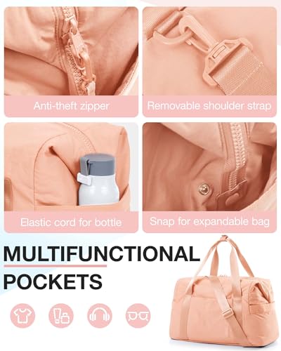 BAGSMART BAGSMART Gym Bag for Women, Carry on Weekender Overnight Bag, Travel Duffel Bags with Trolley Sleeve, Personal Item Travel Bag Tote Bag Workout Dance Bag, Orange-34L