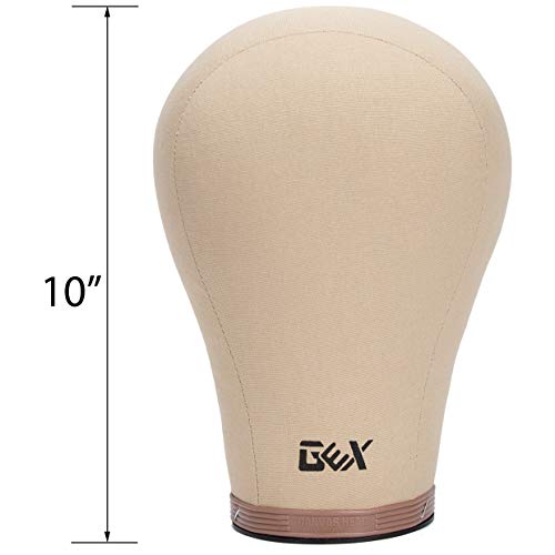 GEX 20"-24" Cork Canvas Block Head Mannequin Head Wig Display Styling Head With Mount Hole (Light Brown, 22")