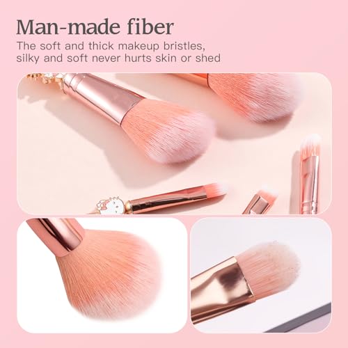 5PCS Cute Cat Style Makeup Brushes, Cosmetic Makeup Brush Set with Pink Storage Bag, Best for Gir Woman