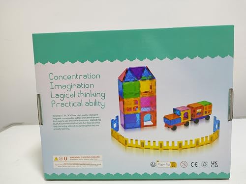 100PCS Magnetic Tiles Building Blocks with 2 Cars Montessori Toys for 3 4 5 6 7 8 Year Old Boys Girls Kids STEM Learning Educational 3D Rainbow Castle Construction Magnet Toys Christmas Birthday Gifts