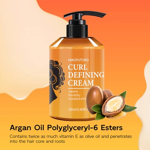 Moroccan Curl Defining Cream Hydrating Argan Oil Hair Mask Curl Cream for Enhances Wavy Hair and Curly Hair, Smoothing Curling Cream Detangles, Conditions and Reduces Frizz