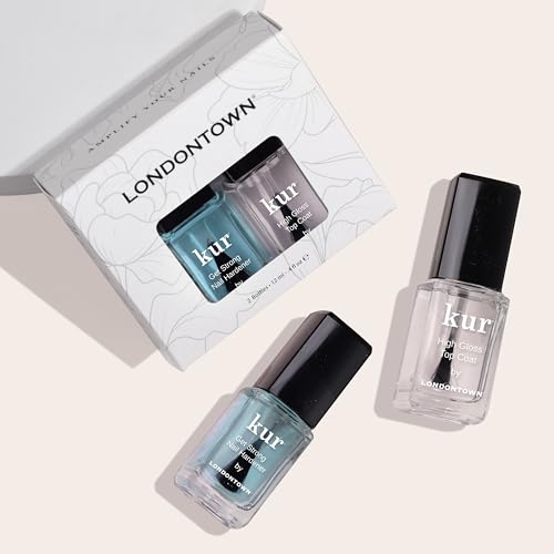 LONDONTOWN Strength & Shine Duo - Get Strong Nail Hardener and High Gloss Top Coat Manicure Nail Care Set, 0.40fl oz