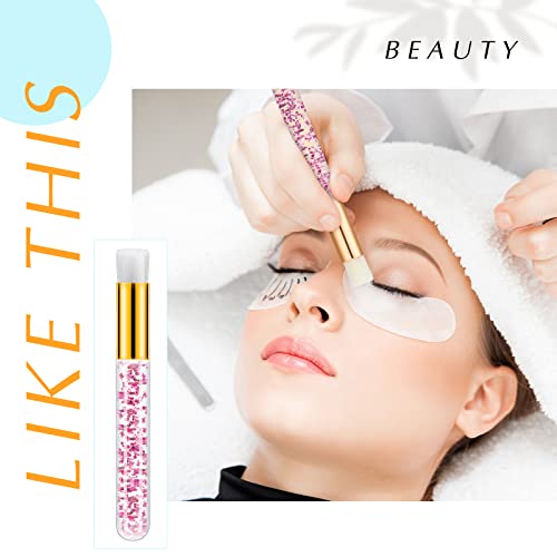 80 Pcs Lash Shampoo Brushes with Container Pink Eyelash Cleaning Bulk Glitter Eyelash Extension Cleansing Crystal Facial Cosmetic Lash Shampoo Brushes Blackhead Removing