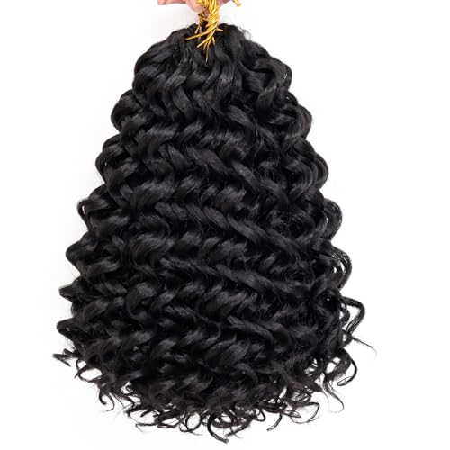 7 Packs Curly Crochet Hair for Black Women 10 Inch GOGO Curl Crochet Hair Deep Ocean Water Wave Synthetic Bohemian Beach Curl Crochet Braids Braiding Hair (10 inch, 1B)