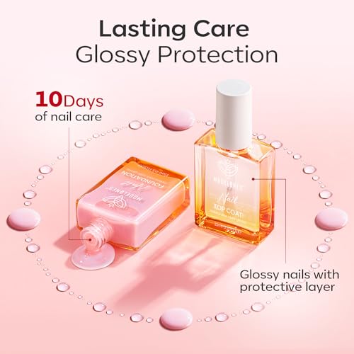 modelones Nail Strengthener Clear Gel Top Coat Nail Polish Cuticle Oil Pen Pink Nail Repair for Damaged Nails Care Kit for Women 15 ml Ridge Filler for Growth