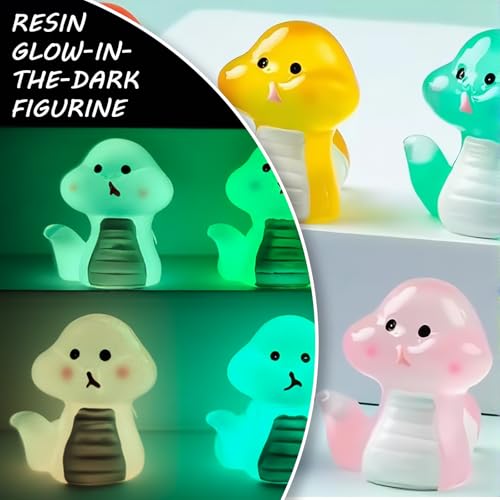 10Pcs Mini Resin Animals, Luminous Tiny Resin Animals, Glow in The Dark Miniature Snakes Figurines for Aquarium Fish Tank Potted Micro Fairy Garden Dollhouse Decorations