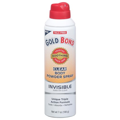Gold Bond No Mess Clear Invisible Body Powder Spray, 7 oz., Absorbs Odor-Causing Sweat