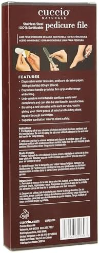 Cuccio Naturale Reusable Stainless Steel Pedicure File Kit with 30 Extra Refills – Professional Foot Care Tool for Smooth, Callus-Free Feet – Durable, Hygienic Design