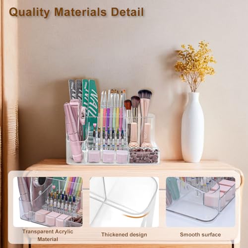 ANRUI Nail Drill Holder, 28 Holes Acrylic Nail Drill Bit Holder, Professional Nail Drill Organizer Case and Storage Box for Manicure Tools - Transparent (Not included Tools)