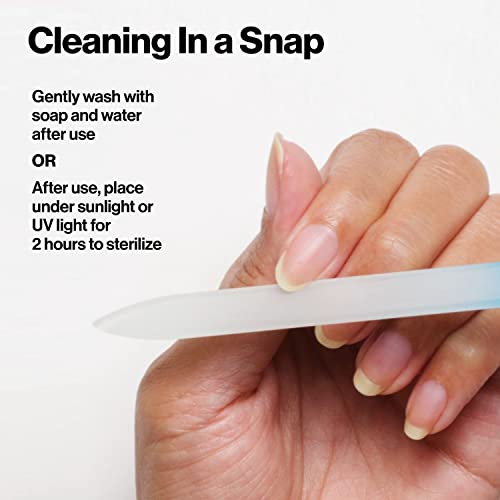 Revlon Glass Nail File, Manicure Tool for Shaping Natural Fingernails, Self-Cleaning with Bacteria Shield Technology, 1 Count