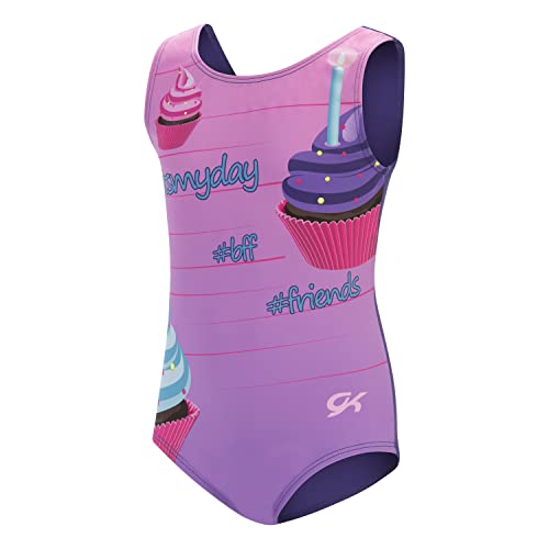GK Stars Gymnastics & Dance Leotard for Girls and Toddlers - Activewear One Piece Outfit in Fun Colorful Prints (Child Extra Small, Birthday Wishes)