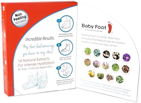 Baby Foot Unscented Non-Peel Moisturing Mask – Hydrate and Refesh in 15-Minute - No Pain Feet Treatment - For Men and Women - Smooth and rich moisturizer for Baby Soft Feet