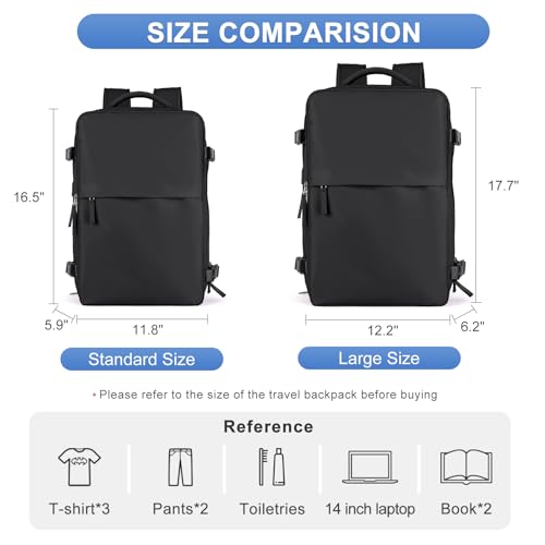 coofay Large Travel Backpack For Women Airline Approved Carry On Waterproof Sports Luggage Casual Daypack Small Hiking Backpack Black