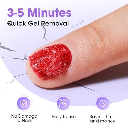 Gellen Gel Nail Polish Remover Kit, Gel Polish Remover for Nails with Liquid Latex Tape Cuticle Oil and Manicure Tools, Quick & Easy Gel Remover in 3-5 Minutes, No Soaking Or Wrapping