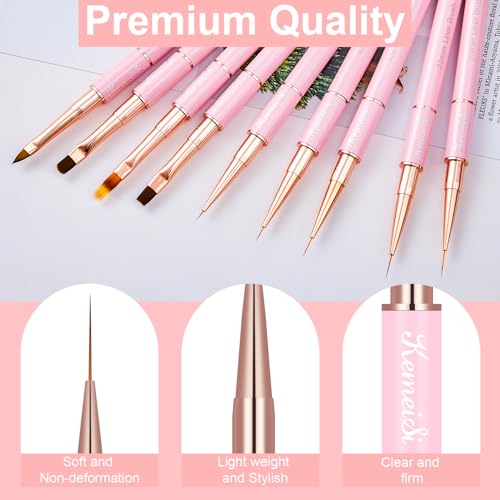 Nail Art Brush Set, 9PCS Double-Ended Acrylic Liner Brush Dotting Pen for Gel Polish, Nail Design Tools for Professional Manicure DIY Home Salon
