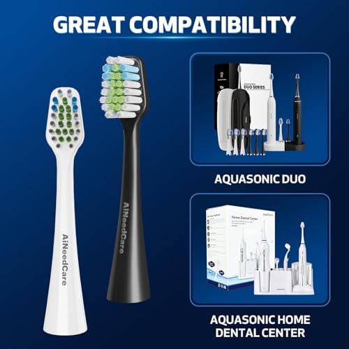 12 Pack Toothbrush Replacement Heads Only for Aquasonic Duo Series and Home Dental Center, Not Compatible with AquaSonic Other Series - 6 White + 6 Black