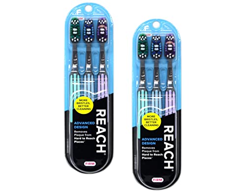 Reach Advanced Design Firm Toothbrushes, Colors May Vary, 3 Count (Pack of 2) Total 6 Toothbrushes