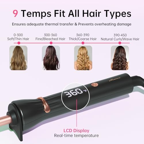 3/8 Inch Small Wand Curling Iron with 9 Temps, 9mm Mini Hair Curler with LCD Display, Fast Heat Up & Anti-Scald Design, Suitable for Short/Long Hair