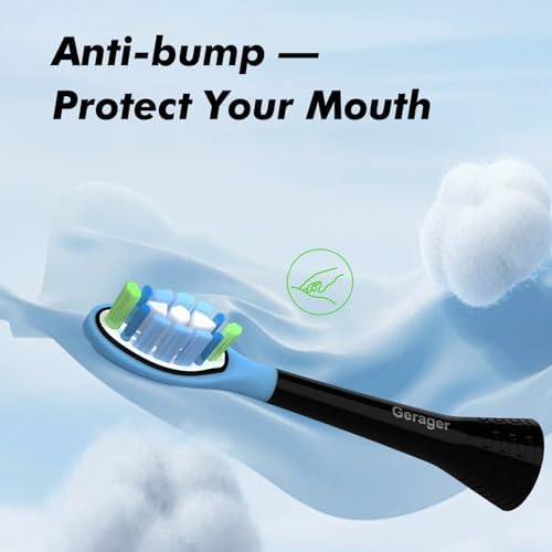 Toothbrush Heads Compatible with Philips Sonicare C3 C2 G3 A3 W2 Replacement Heads, 12 Pack Brush Heads Compatible with Philips Sonicare Snap-On Toothbrush Handles, Black