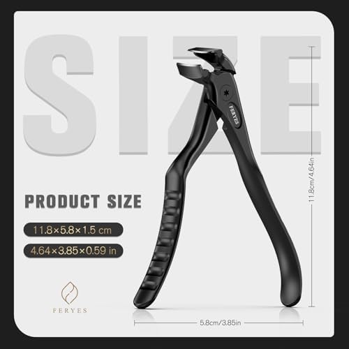 FERYES Ergonomic Non-Slip Long Handle Nail Clippers for Seniors, Unique Angled Head Curve Wide Jaw Opening Toenail Clipper with Catcher for Thick Toenails and Fingernails