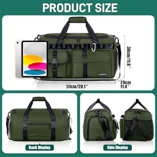 FIORETTO Women's Water-Resistant Gym Duffle Bag with Shoes Compartment, 37L Capacity, Multi-Functional, Ideal for Travel, Gym, Sports, Weekender, Light Pink